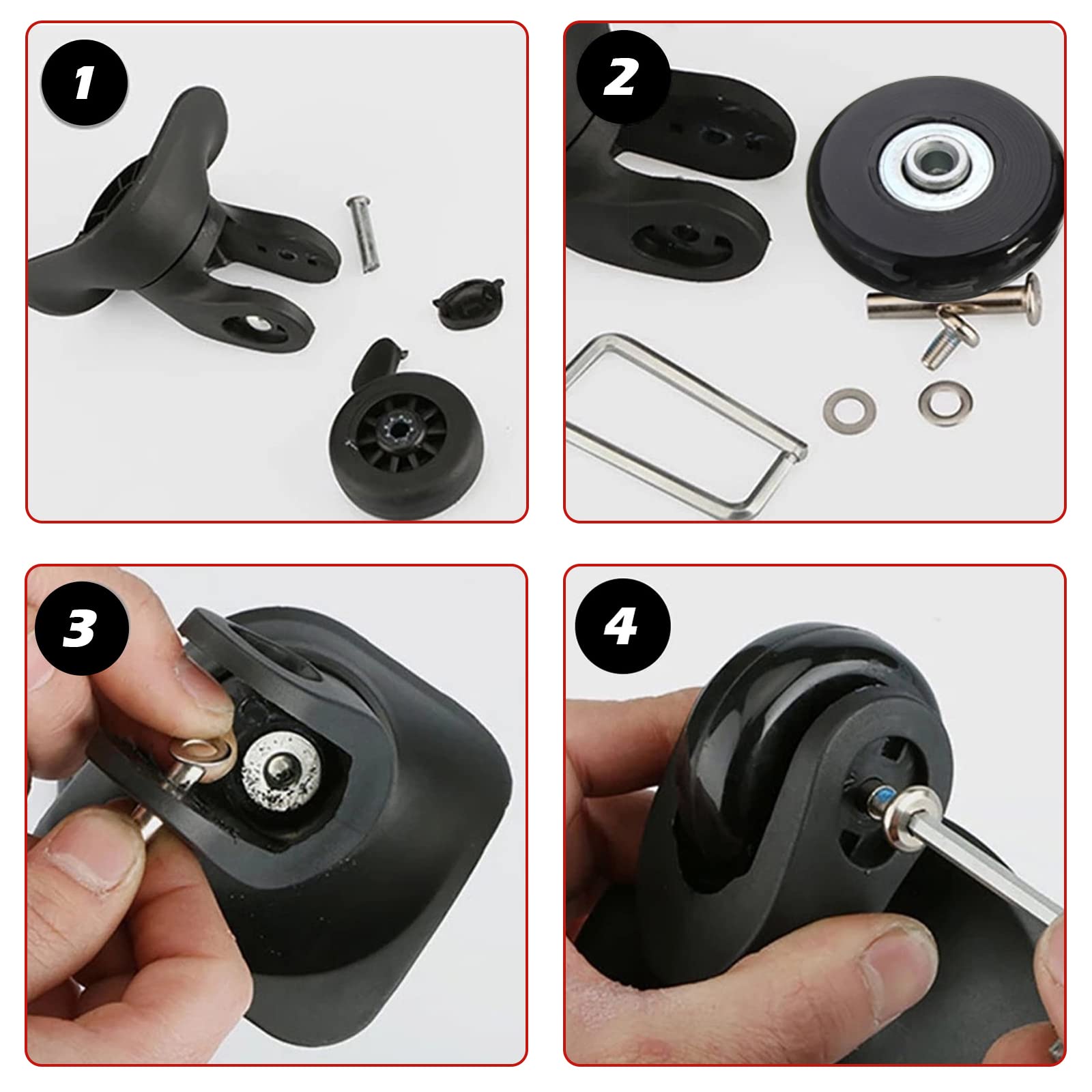 Ruote Di Ricambio Per Valigie LSTOPGO - 4 Pezzi 50mm Gomma Con Cuscinetti 608ZZ - Foto 2