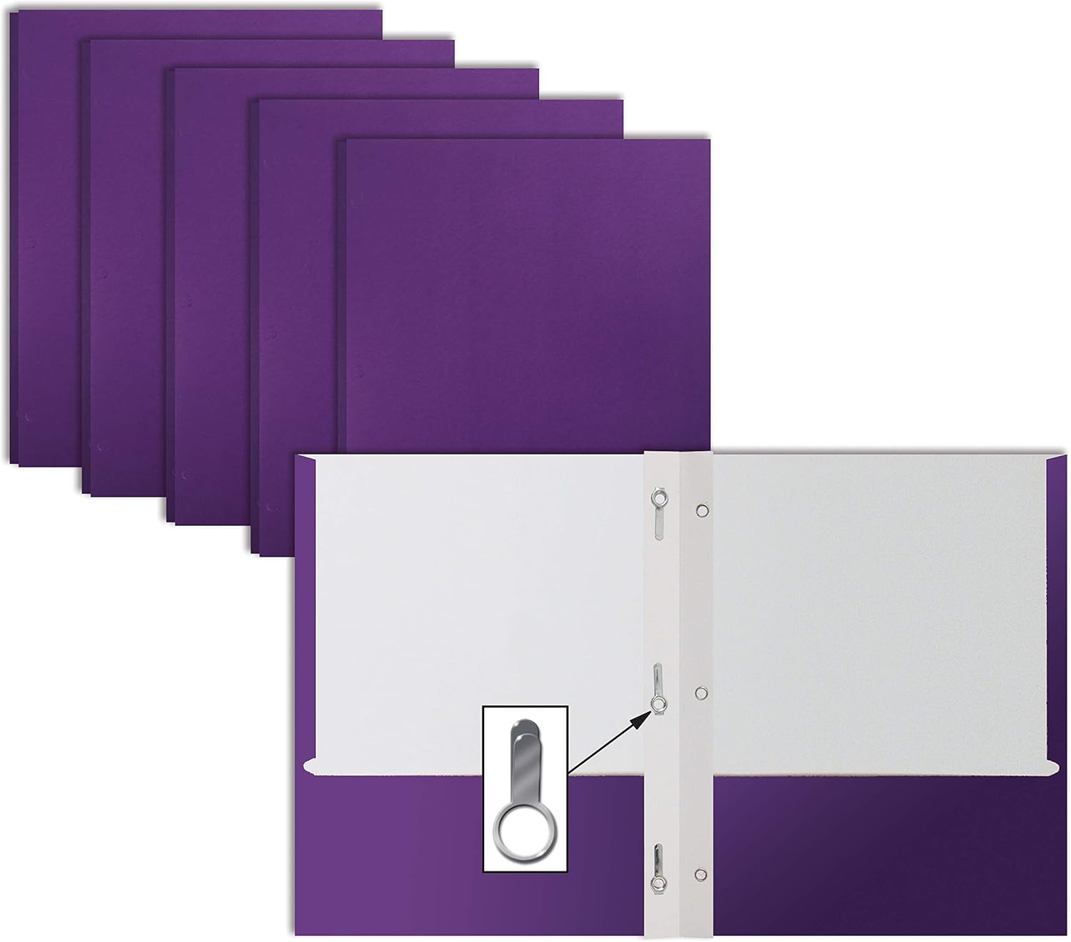 Purple Paper 2 Pocket Folders with Prongs, 50 Pack, by Better Office