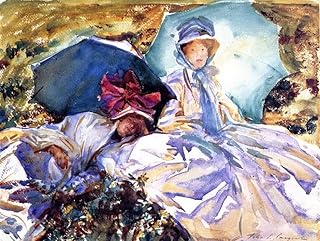 枚の絵画 シンプロン パス グリーン パラソル ジョン シンガー サージェント 眠っている女性の傘 キャンバス上の油絵 - 有名な芸術作品 - サイズ 04、￥5K-200k アート アカデミーの教師による手描き