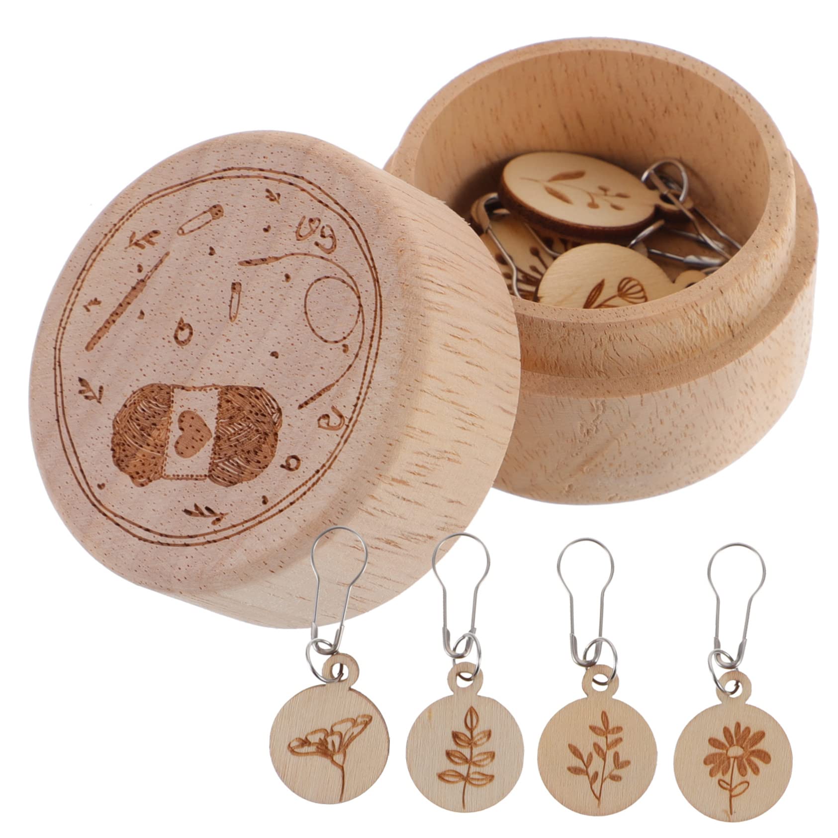 3juegos Marcadores De Tejer De Madera Marcadores Redondos Para Ganchillo Caja De Almacenamiento Incluida Accesorios De Costura Para Principiantes y Expertos