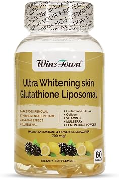 Ultra Whitening Skin Glutathione Liposomal Softgel, 60 Capsules | Supplement for Dark Spots Remover, Cell Renewal, Anti-Aging