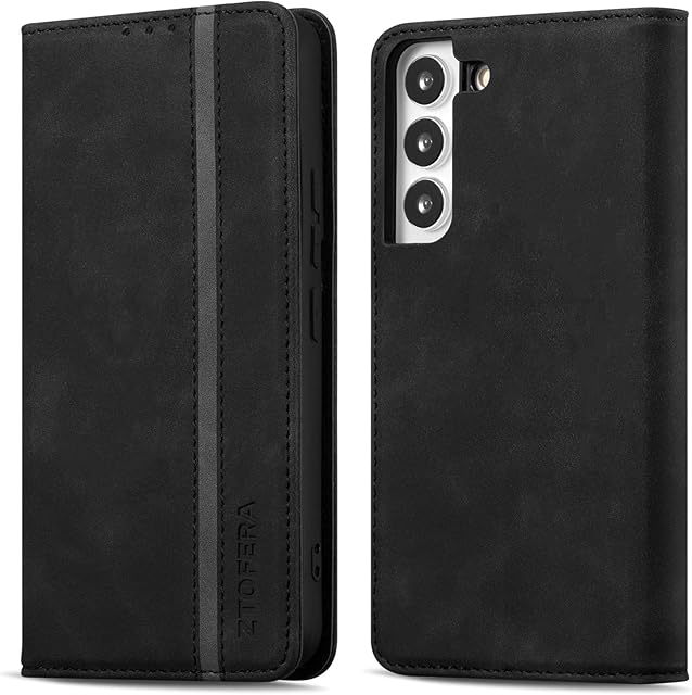 ZTOFERA Wallet Case for Samsung S22 5G 6.1 inches, Premium PU Leather Case with Card Slots Kickstand Built-in Magnetic TPU Shell Splicing Book Style Flip Folio Case for Samsung Galaxy S22 - Black