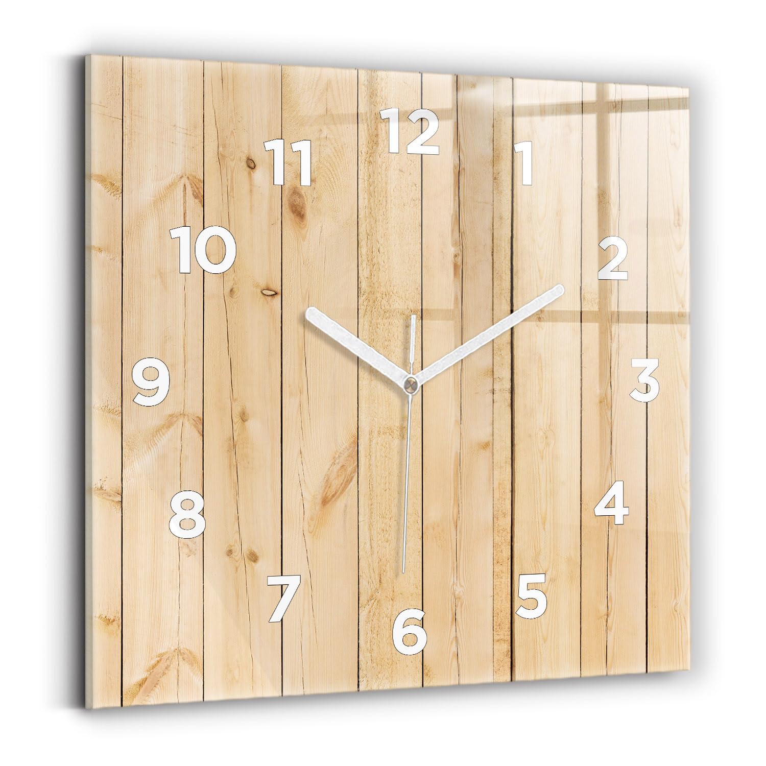 Horloge murale de qualité supérieure Wallfluent 30x30 cm en aspect bois noble