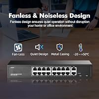 YuLinca 16 Portos PoE Switch - 10/100Mbps PoE+ Portok, 2 Gigabit Uplink, IEEE802.3af/at, 200W, VLAN & 250m PoE Hatótáv, Rackbe Szerelhető Ve 6