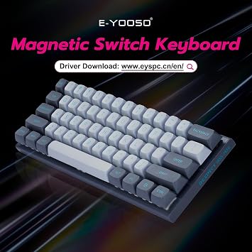 E-YOOSO Hz-61 60% Wired RGB Gaming Keyboard, Magnetic Switch, Hot-Swap | 8000Hz polling, rapid trigger, DKS/MT/TGL, 14 RGB modes, double-shot PBT keycaps, Type-C detachable, compact design.