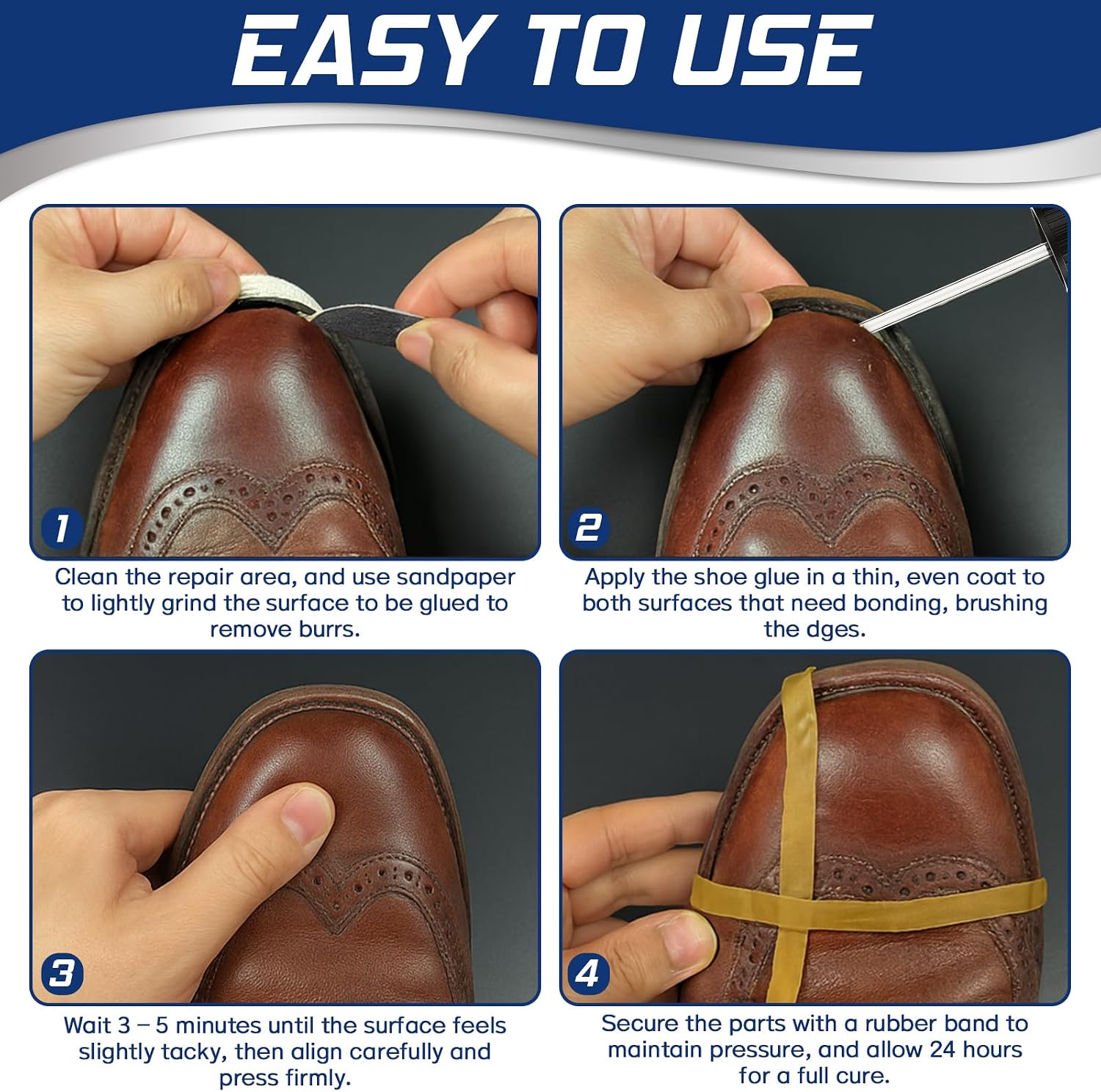 Shoe Sole Glue Repair, Waterproof Shoe Glue for Sole, Leather, Boots, Sneakers, Rubber and Canvas, Clear-Drying Kit