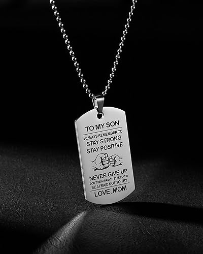 Miniatura 4 de VIMIEW Collar con dije de etiqueta de perro To My Son para hombre, regalo para hijo de papá y mamá, regalo de Navidad, Día de la Madre, cumpleaños,
