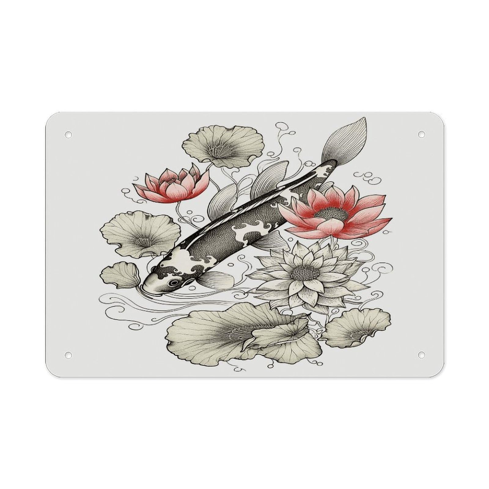 Fodpand Style Fish Japanese Carp Wall Art Metal Signs Tin Sign