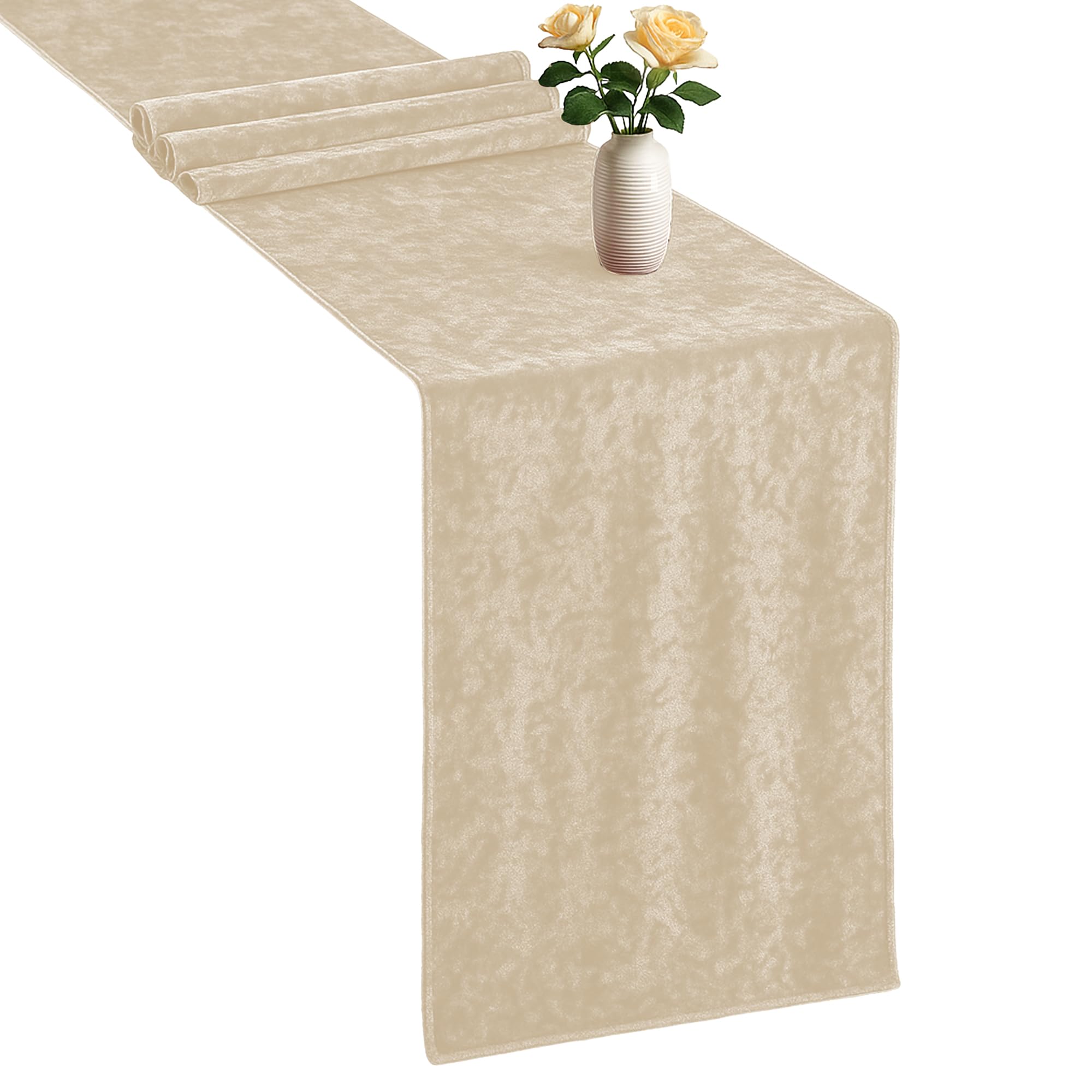 Trimming Shop 33x274CM Crushed Velvet Table Runner Champagne, Pack of 10 โ image 1