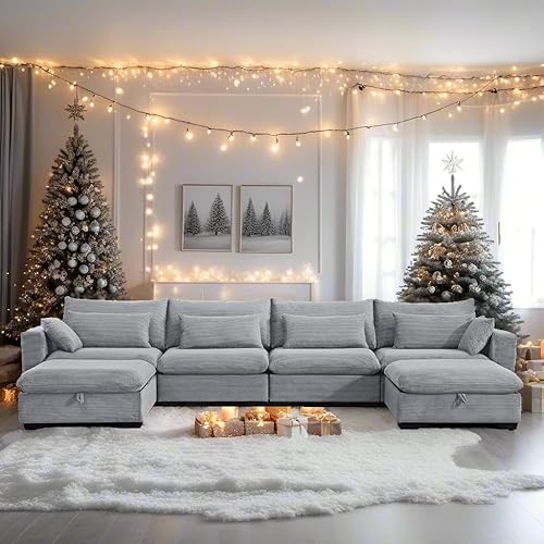 Miniatura 11 de asunflower Sofá biplaza con otomana de almacenamiento, sofá modular en forma de L de 86.6 pulgadas para sala de estar de espacio pequeño, sofá de