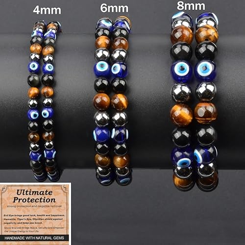 Vista 341 de MASSIVE BEADS Pulsera elástica de yoga hecha a mano con piedra natural, cristal curativo, energía, regalos para adultos unisex de 0.157 in, 0.236