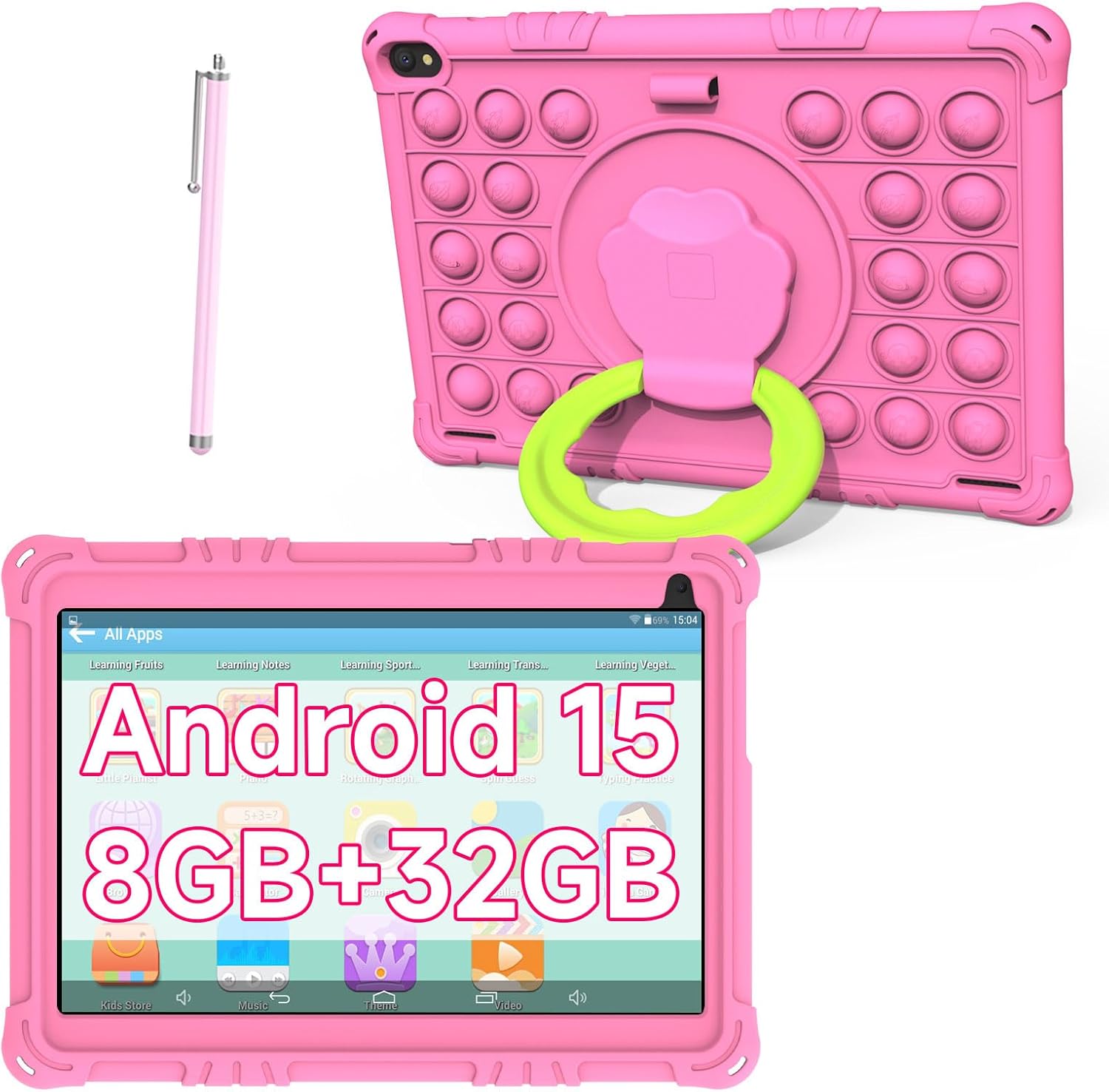 Android 15 Kids Tablet, 10 inch Tablets for Kids, 8GB RAM 32GB ROM 1TB Expand, Toddler Tablet with Parental Control, IPS Screen, Dual Camera, Educational, Games, Shockproof Case for Boys, Blue