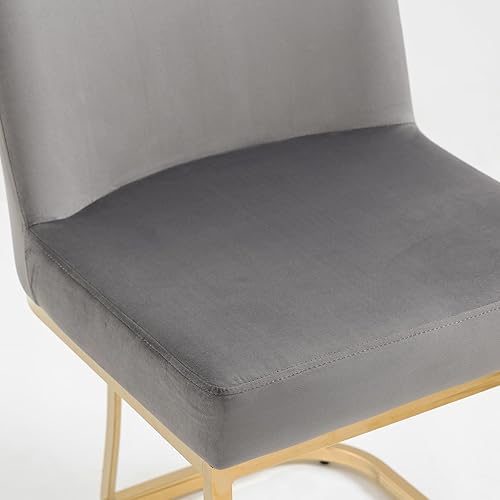 Miniatura 7 de Juego de 2 sillas de comedor tapizadas, sillas de comedor modernas de terciopelo con respaldomarco de metal dorado, sillas de cocina y comedor,