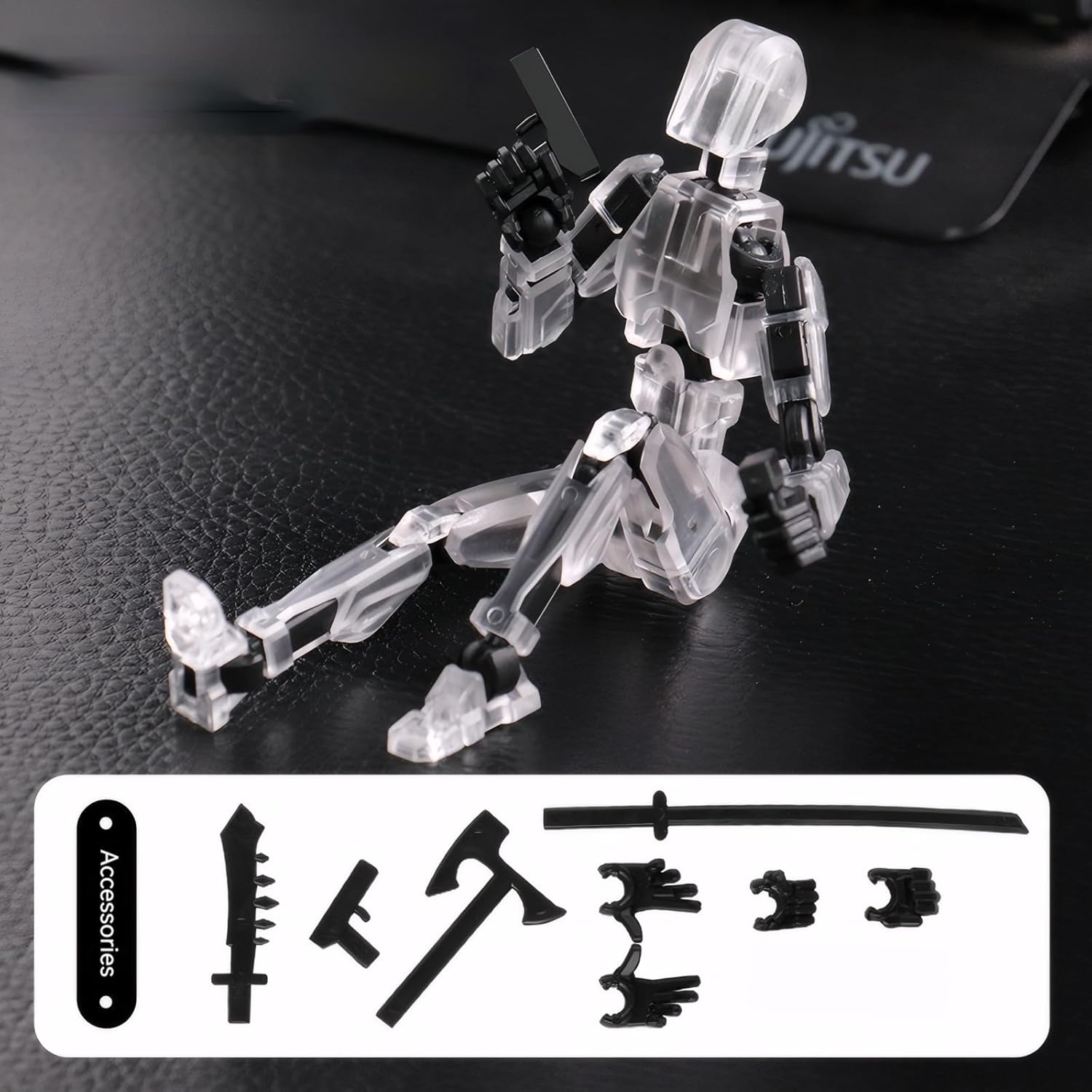Dummy 13 Assembly Complete Action Figure with Display Stand,Luck 13 Multi-Jointed Articulated Model with Magnetic Base, Interchangeable Hands & Weapon Accessories for Desk Display, Titan 13, 3 Pces