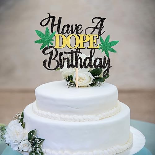 Miniatura 4 de 1 paquete de decoración para tarta de cumpleaños, maceta con purpurina, hojas de malas hierbas 420 cumpleaños, decoración para hombres y mujeres,