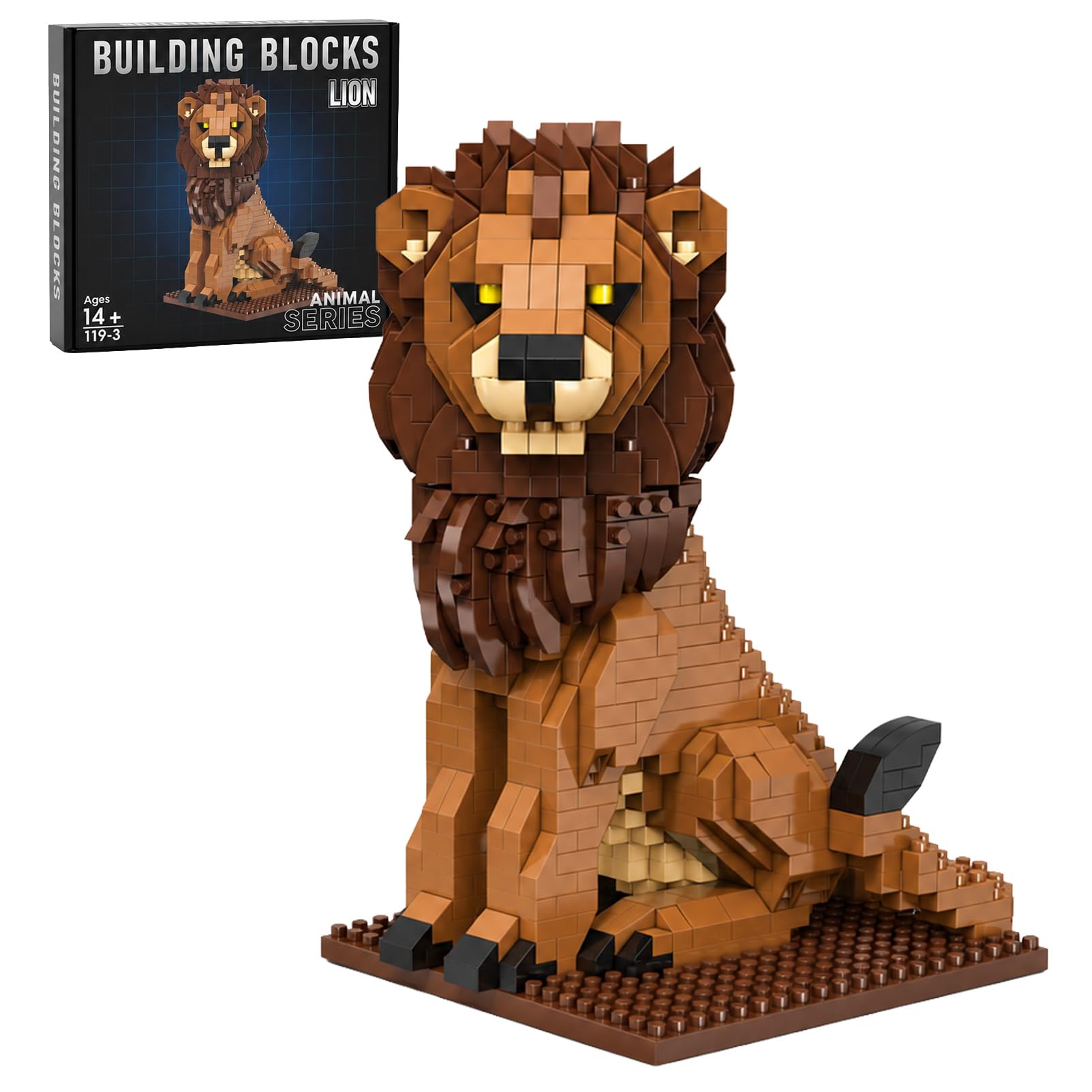 1020-Piece Lion Micro Mini Building Blocks​ Animal Model Kit, Detailed Mane Small Particle Brick​ Construction Set For Teens Adults, Collectible Savanna Creature Desk Ornament