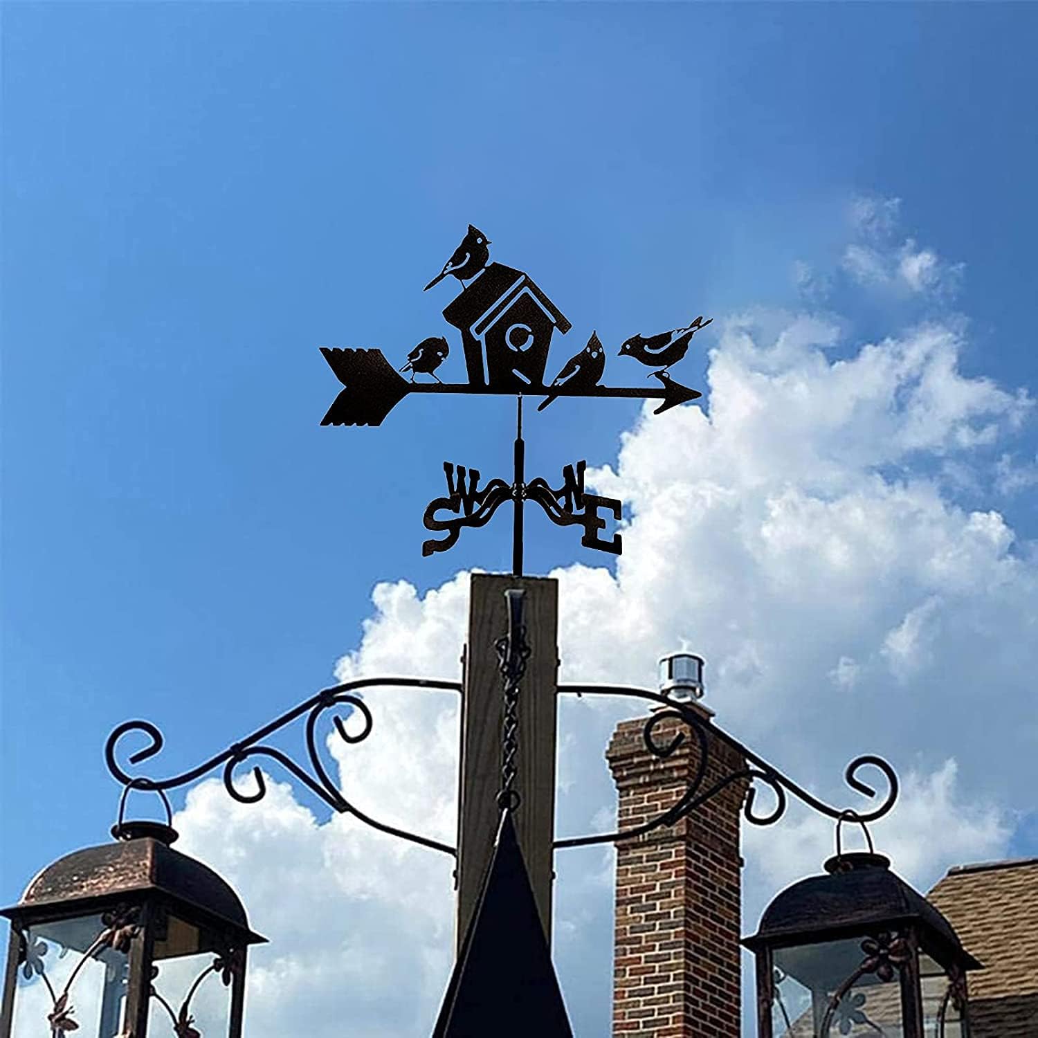 Weather Vane Stainless Steel Weathervane for Garden Creative Bird's Nest Weathervane Garden Stake Weather Vane Wind for Yard Cupolas Farm Sheds