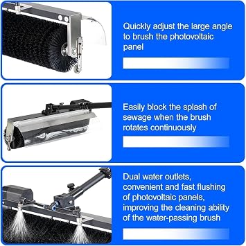 Electric Solar Panel Cleaning Tool with a 60cm Brush Head, Used as a Water Supply Pole Machine for Cleaning photovoltaic Panels and Window Glass (3.5m/137.8in)