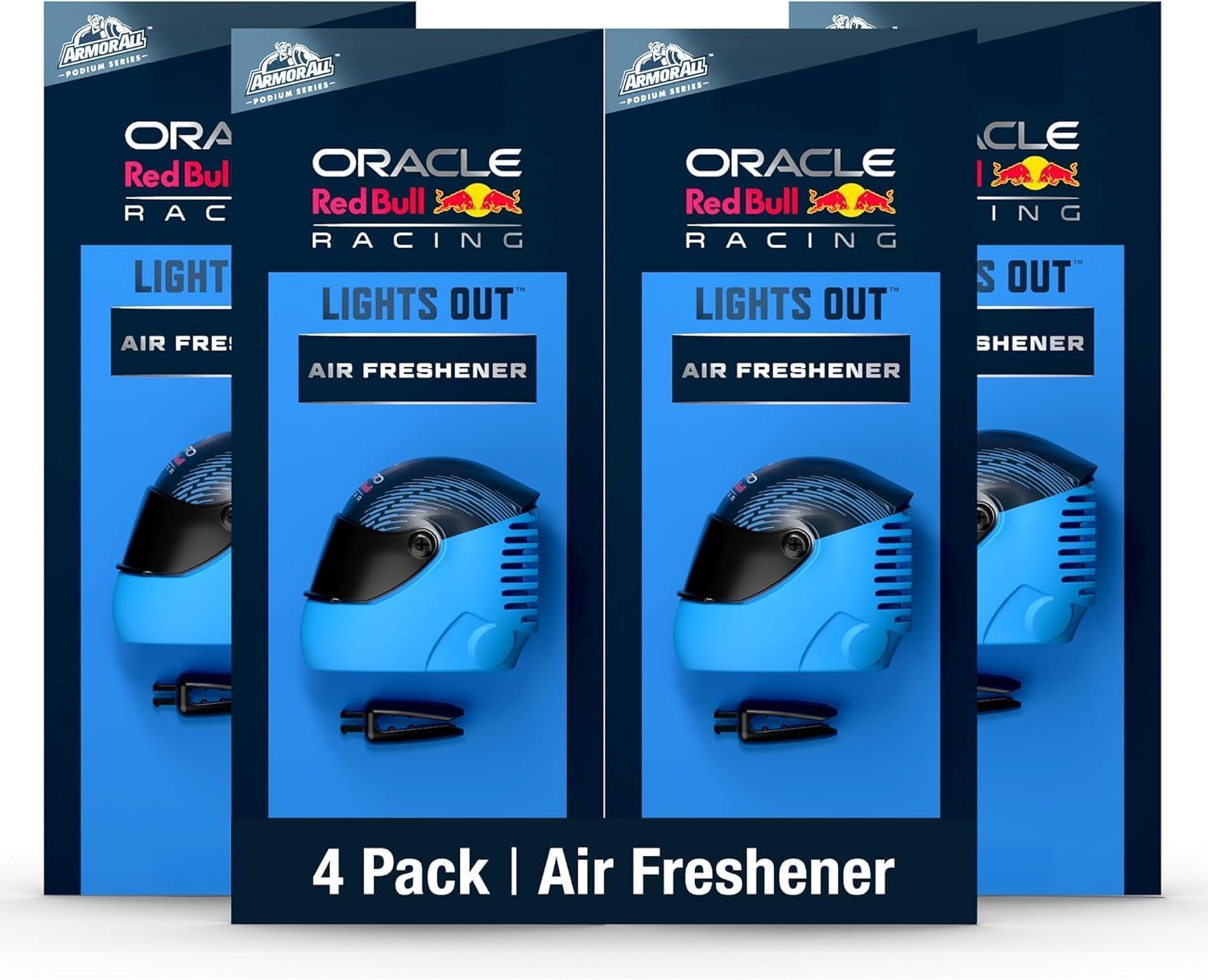 Armor All Podium Series Helmet Vent Clip Car Air Freshener, Lights Out Scent (4 Pack), Racing-Inspired Auto Air Freshener Developed in Collaboration With Oracle Red Bull Racing
