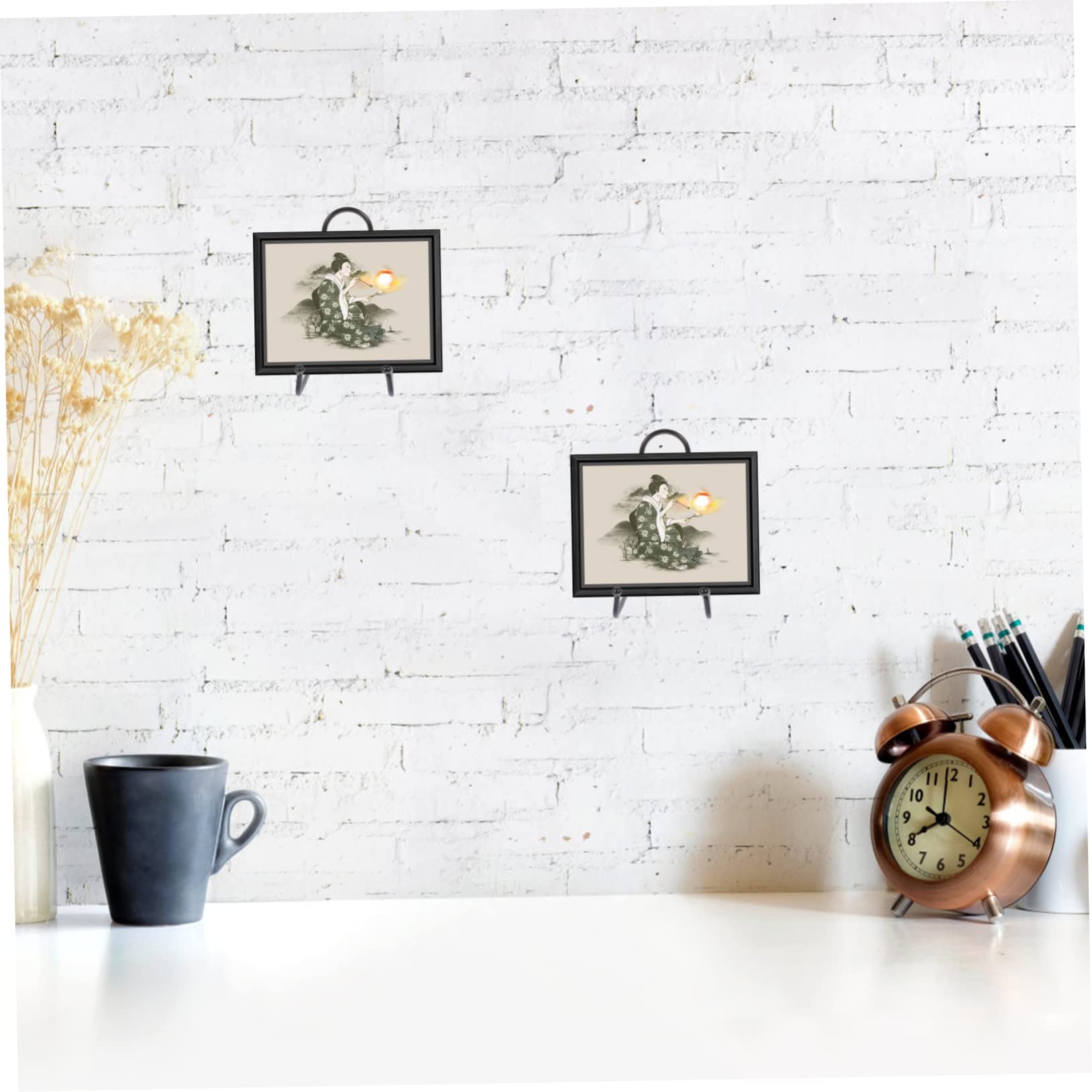 GRIRIW 4pcs Ceramic Plate Stand Display Rack for Kitchen Home Mall Showcase Counter