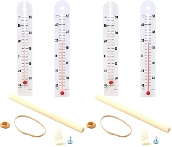 EISCO Sling Psychrometer Kit - Includes Dry Bulb & Wet Bulb Thermometers, Handle, Cloth Sleeve, Screw, Rubber Bands, Psychrometric Chart - Determine Relative Humidity & Dew Point Pack of 2
