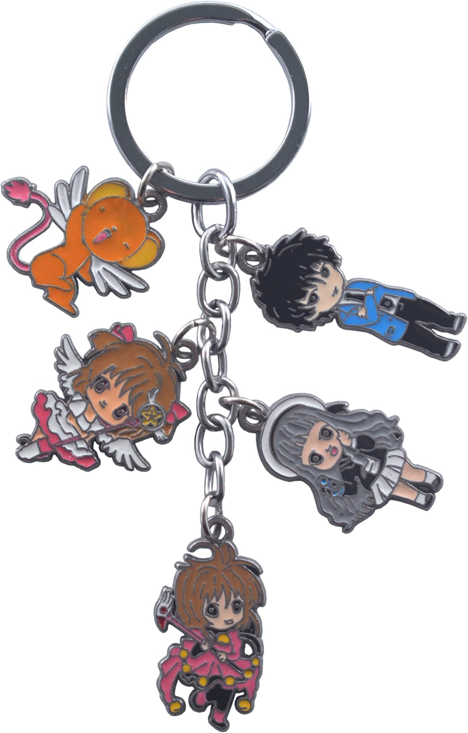 AmasukamiAnime character Kinomoto Touya keyring Tomoyo Daidouji keyring Cerberus keyring Kinomoto Sakura keyring, Multicolor, S