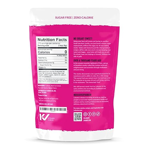Miniatura 11 de Lakanto Edulcorante de frutas monje marrón con eritritol, edulcorante sustituto del azúcar moreno para hornear, café, avena y más, Keto, amigable