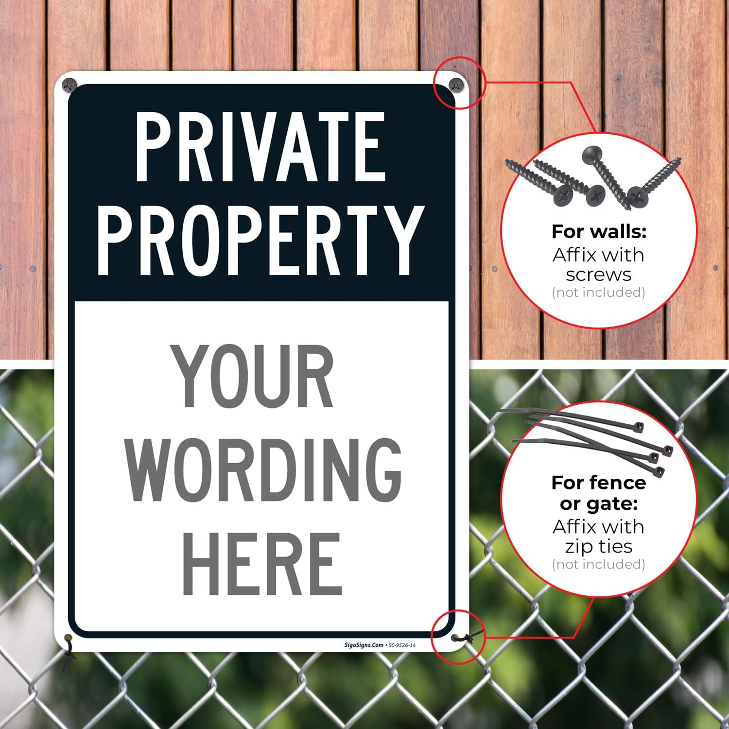 Custom Private Property Sign, Personalize Signs for Business, Home, Driveway Indoor/Outdoor Use Signs, 10x14 Inches, Rust Free .040 Aluminum, Fade Resistant, Made in USA
