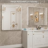 Vista 102 de LOAAO - Espejo de baño con marco de metal negro de 24x36 pulgadas, espejo rectangular redondeado para pared, espejo mate de tocador de baño