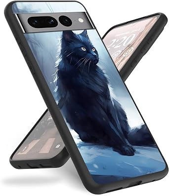 Case for Google Pixel 7 Pro,for Google Pixel 7 Phone Case,Slim Anti-Scratch Shockproof Durable Black Silicone Protective Cover Case for Google Pixel 7 Pro 6.7" 2022,Black Snow Cat