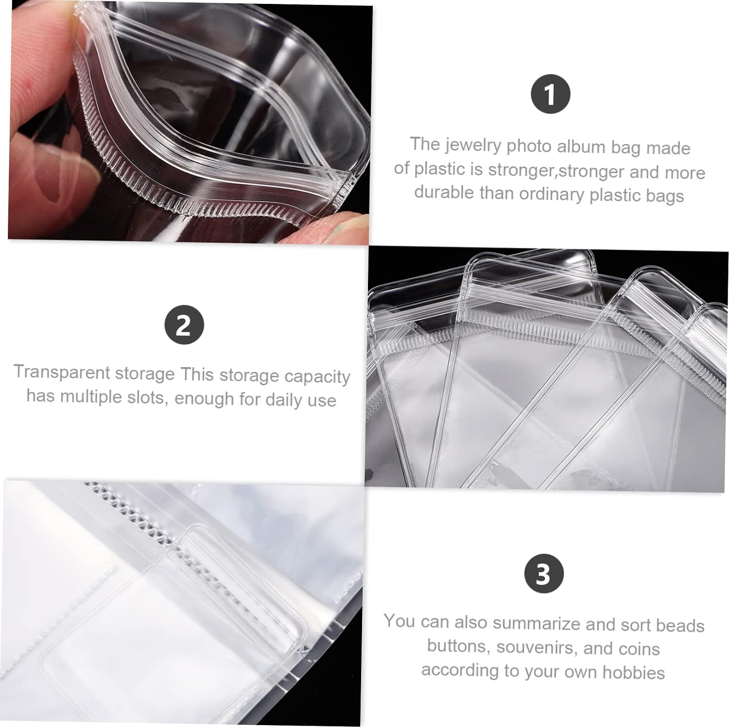 1set Jewelry Storage Book with Transparent Pages Slots for Earrings and Accessories Durable Jewelry Album with Sealing Bags for Travel and Organization