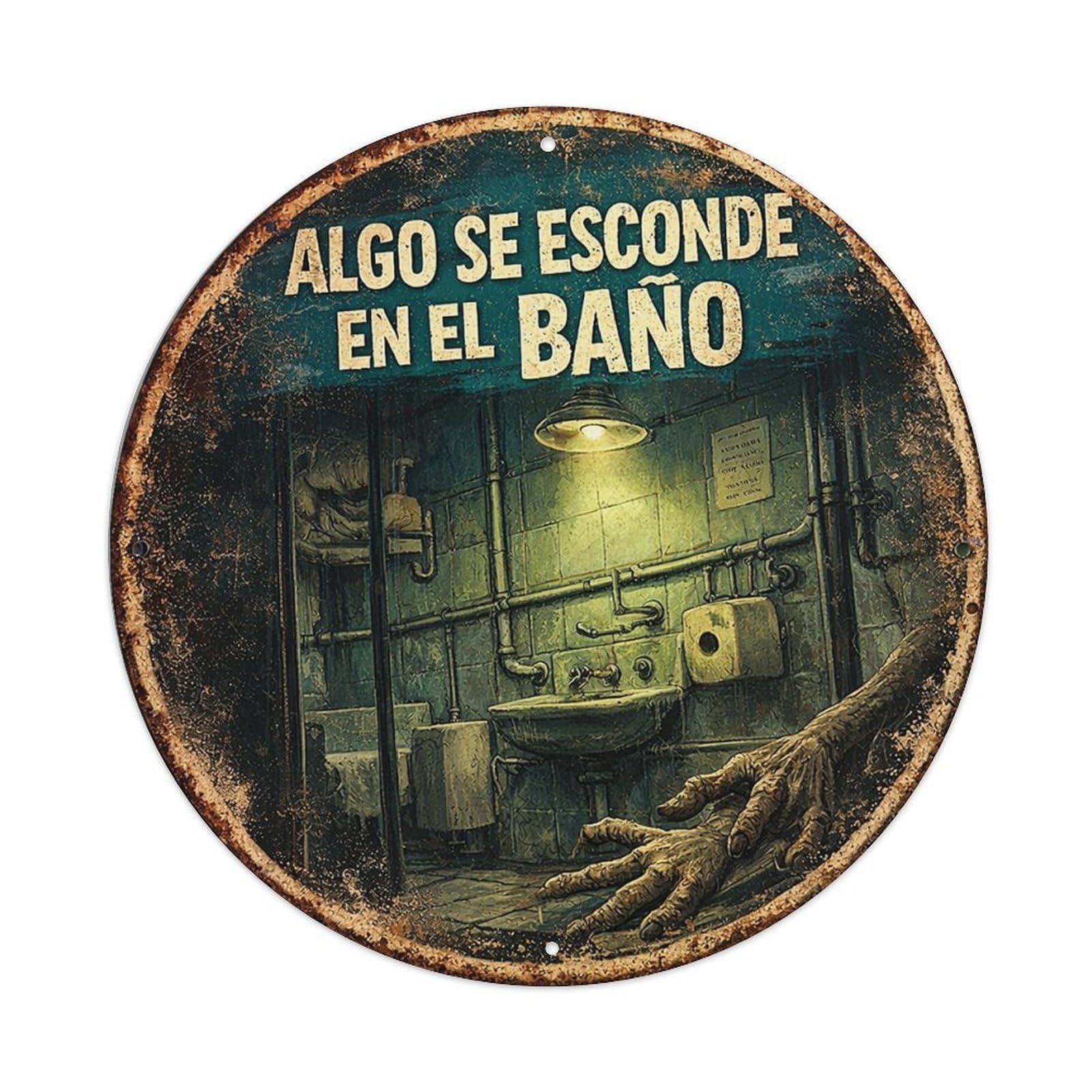 Jdyansheng Vintage Something Hides In The Bathroom Tin Sign Metal Poster Metal Signs For Home Man Cave Bar Cafe Kitchen Laundry Room Wall Decorations 8X8 Inches