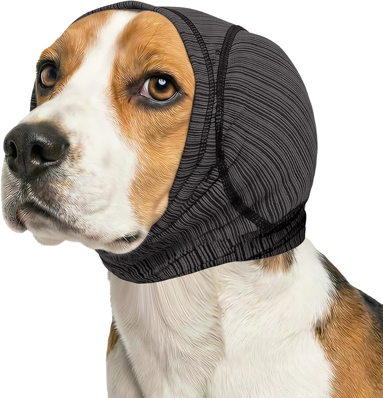 Protetor Auricular Respirável Nanaki para Cães e Gatos, Cinza, Tamanho M
