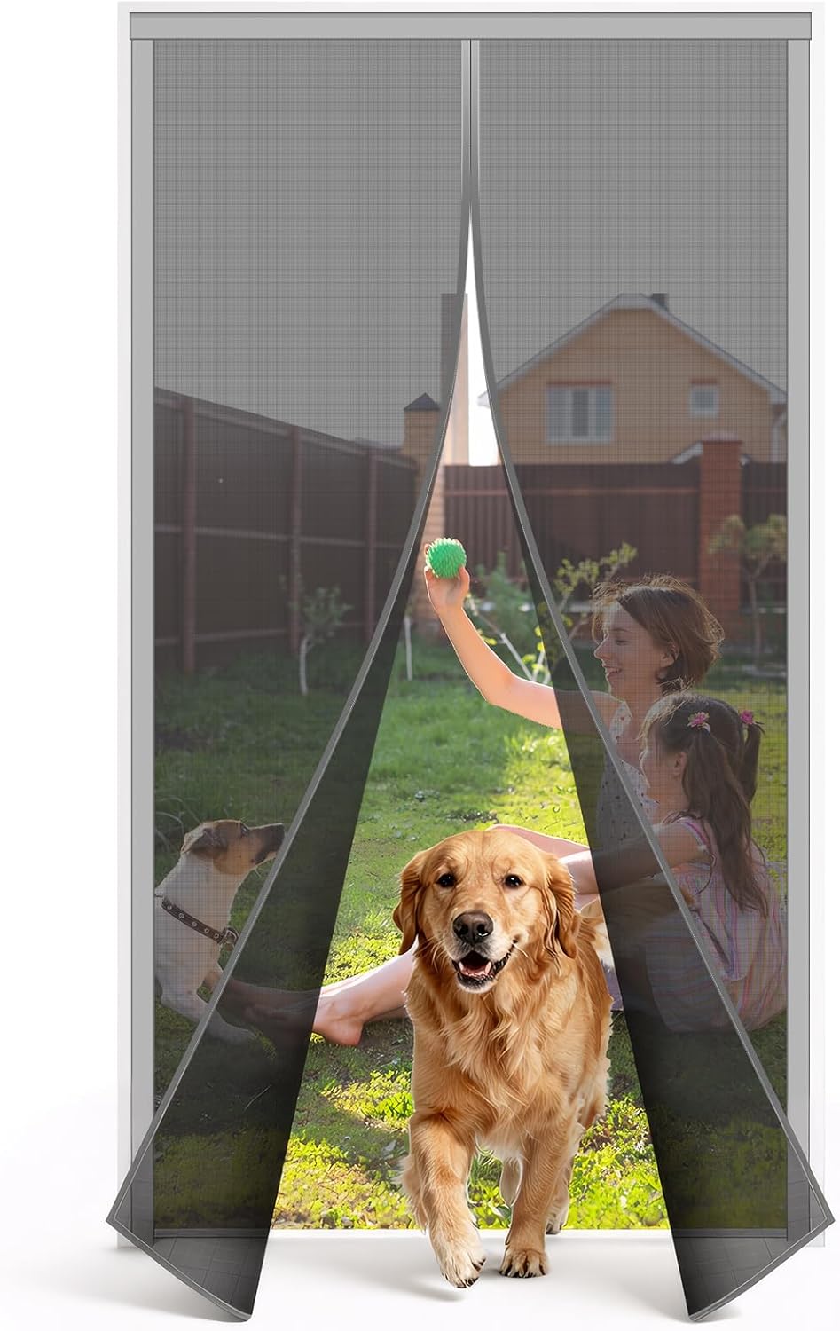 Magnetic Screen Door Mesh, High-Density Fiberglass Screen Door Cover Fit Doors Size 36x82in, Cover Size 38"x84", 36 Powerful Magnets Self Sealing, Windproof, Tear Resistant, Pet & Kid Friendly Gray