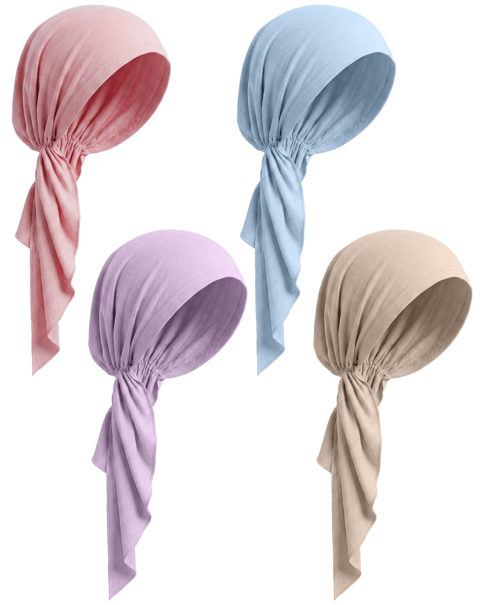 Halfchet 4 Pcs Chemo Headwear for Women | Pre Tied Cancer Caps Head Scarf Turbans for Women Patients Gifts