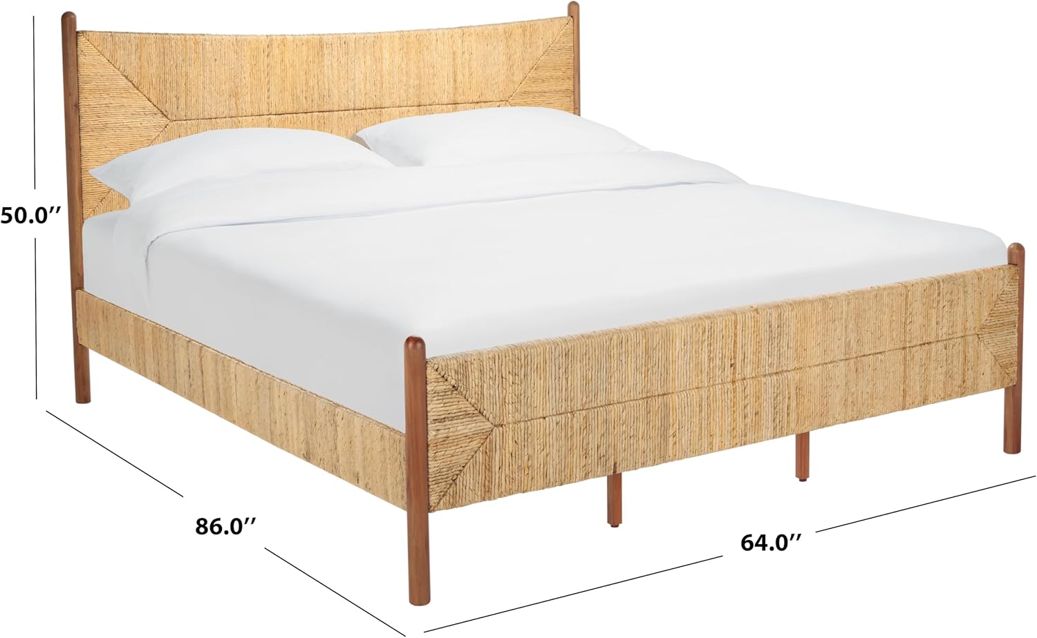 SAFAVIEH Couture Collection - Ivyanne Queen Bed, Natural Woven Banana Stem & Wood Frame, Tropical Coastal Design, No Box Spring Needed (SFV1311A-Q)