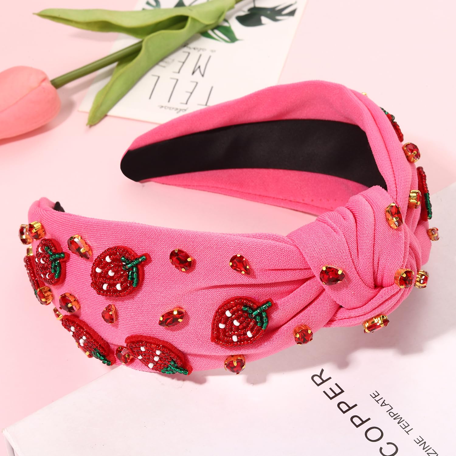 Amazon.com : Summer Headband for Women Beaded Flower Palm  display picture 2