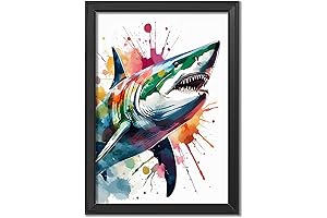 Great White Shark Watercolor Art Print: Capture the Ocean's Majesty