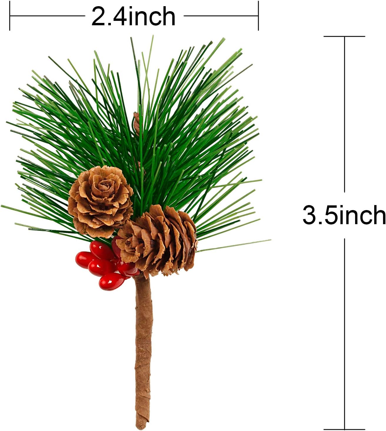 20 Pack Christmas Artificial Picks Xmas Pine Picks Floral Picks Small Artificial Pine Tree Pine Branches Decorations for Christmas Flower Arrangements Wreaths and Holiday Decorations