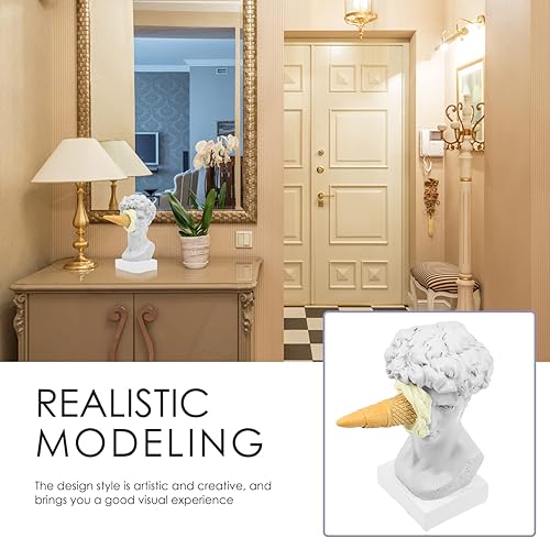 Miniatura 8 de SEWACC David Escultura David Head Retrato Resina David Busto Helado Creativo Estatua de David Destrozada Hawaiana Tropical Playa Piscina Decoración