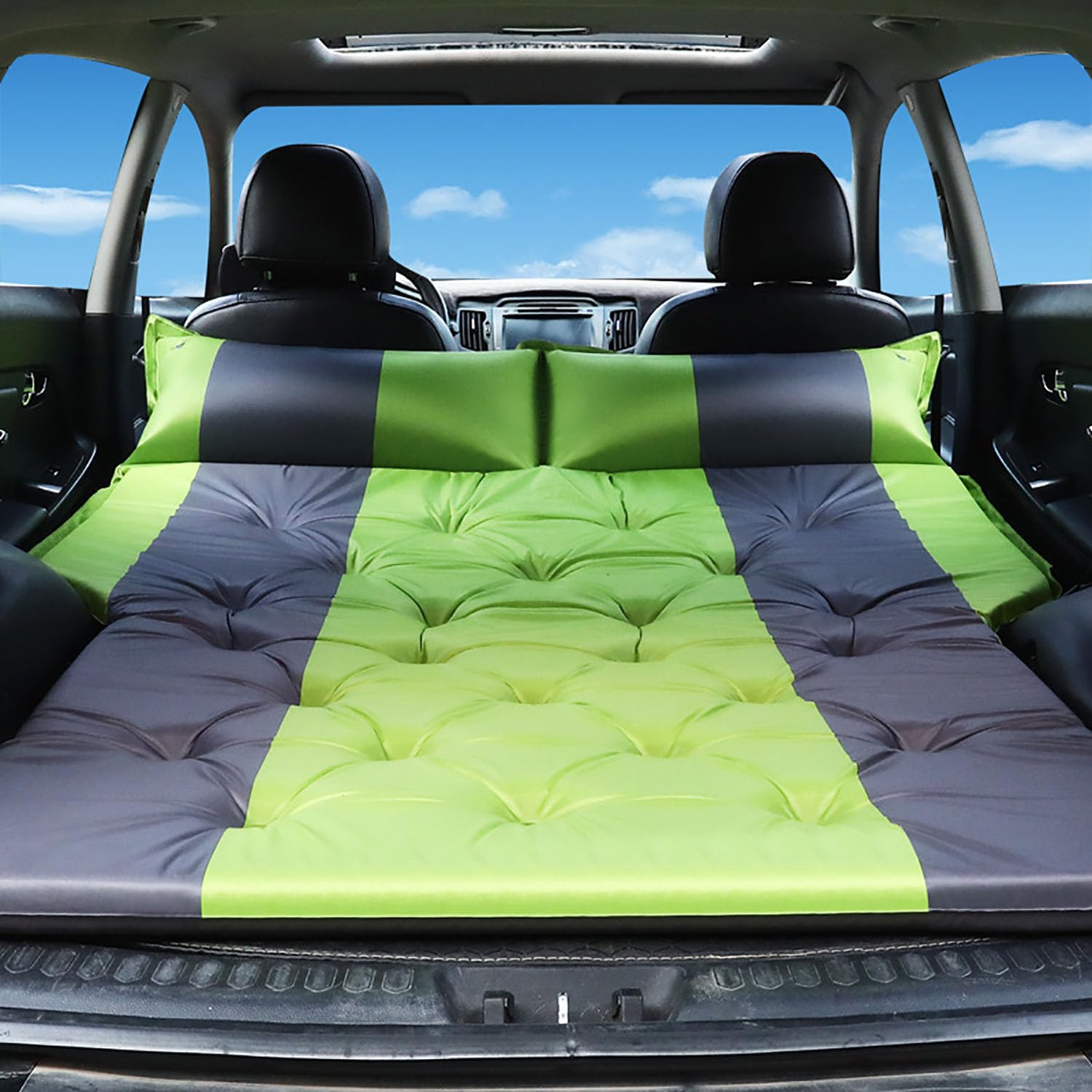 Materasso Gonfiabile per Auto per Discovery Sport 2015 2016 2017,Materassino Floccata Portatile Pieghevole Letto Aria Multifunzionale Airbed,H-Green