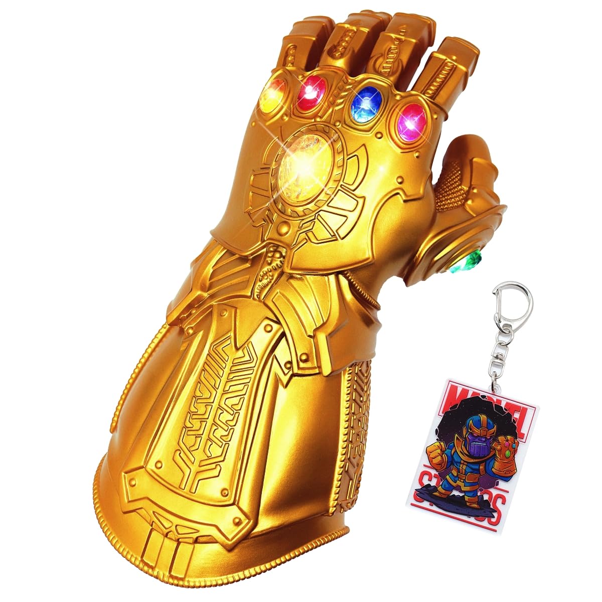PolyacerInfinity Gauntlet Glove Electronic Infinity Gloves Super hero Infinity Gauntlet Light Up Infinity Stones Cosaply Prop For Birthday's Halloween And Christmas Gift(Kids Size).