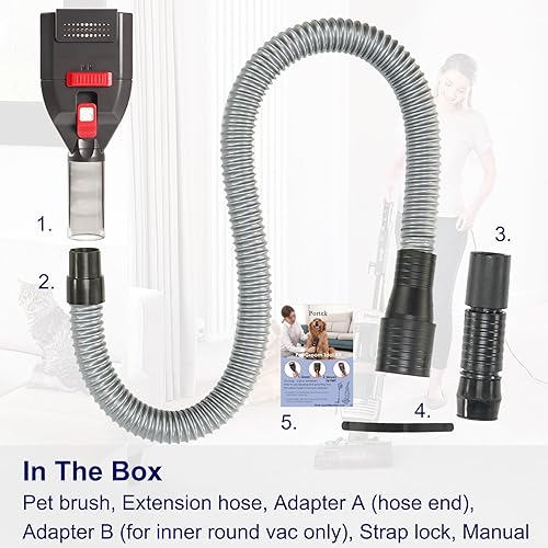 Miniatura 9 de Cepillo de perro para aspiradoras, kit universal de herramientas de aseo para pelos de perro con adaptadores universales de 1 a 1-3/4 pulgadas,