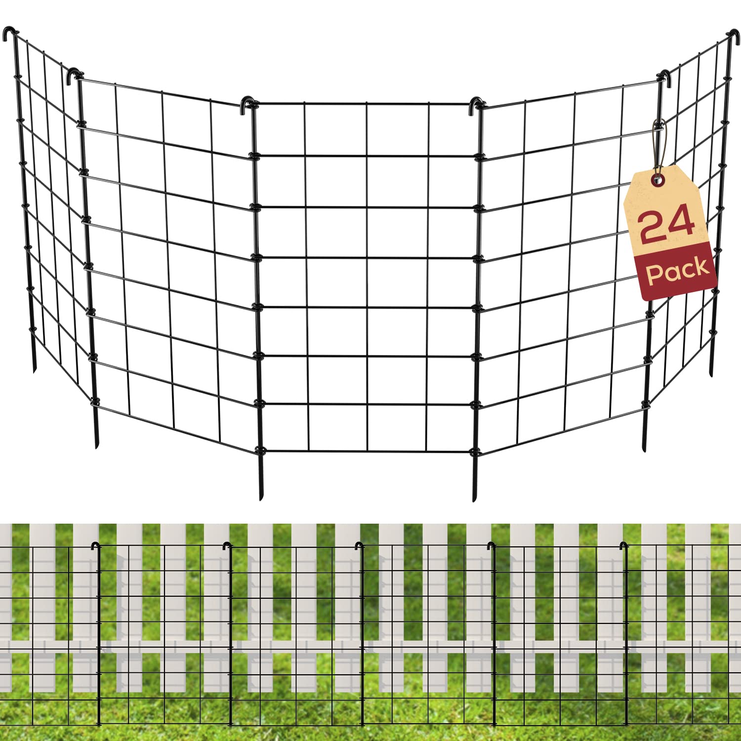 Buy 24Pack Black 13x19 Inch Garden Fence Animal Barrier, Animal