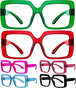 Eyekepper Huge Metalless Reading Glasses with Screwless Spring Hinges 6 Pack Oversized Readers for Women +1.50