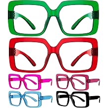 Eyekepper Huge Metalless Reading Glasses with Screwless Spring Hinges 6 Pack Oversized Readers for Women +2.50