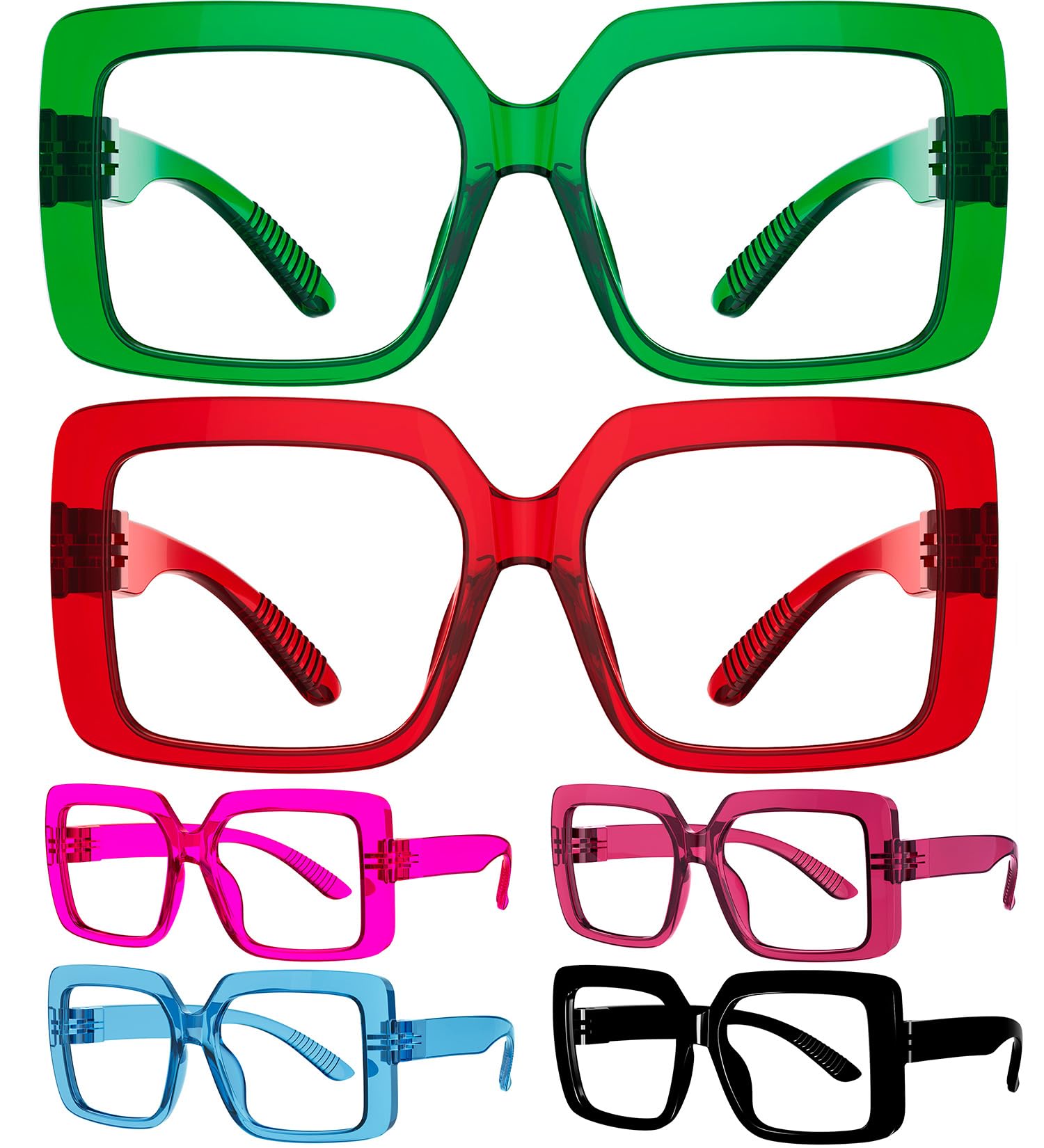 Photo 1 of Eyekepper Huge Metalless Reading Glasses with Screwless Spring Hinges 6 Pack Oversized Readers for Women +1.00