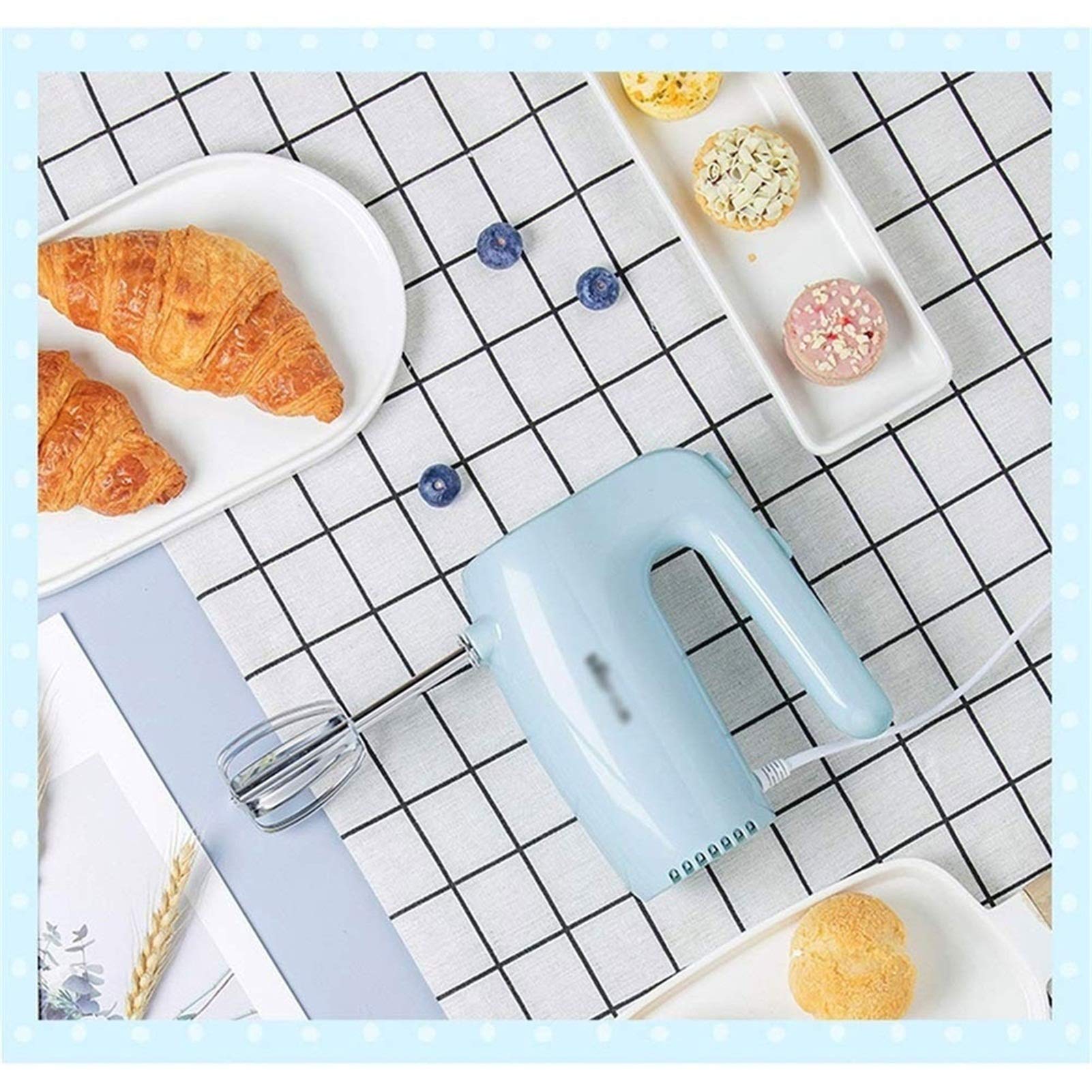 Sbattitore Elettrico Frusta Elettrico 5 velocità Turbo Mixer Portatile 125W Potenti miscelatori manuali da Cucina con Pulsante di espulsione Facile