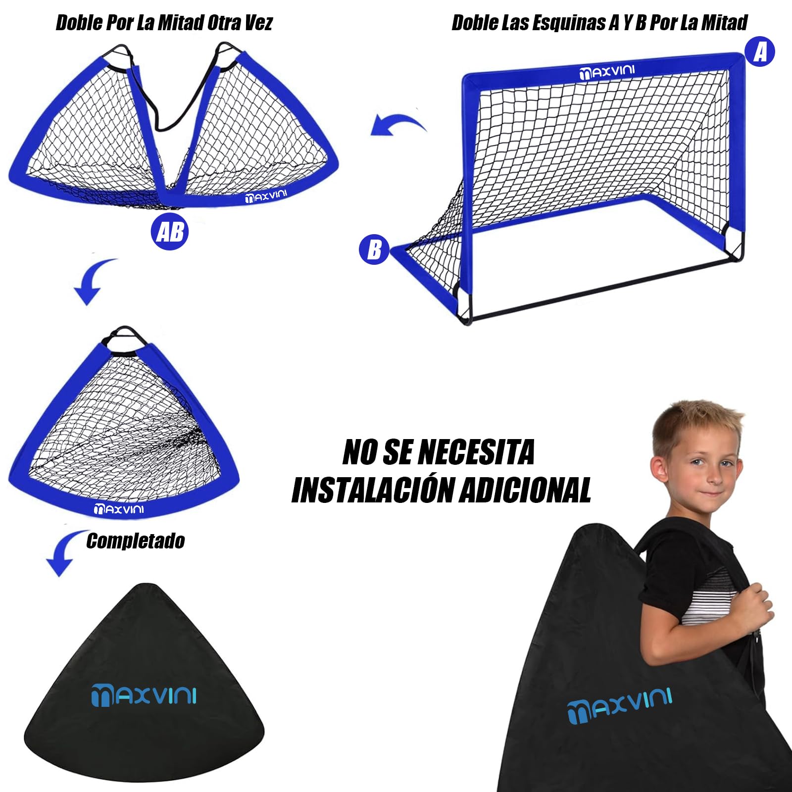 Porterías de Fútbol 90×74×74cm / 182×120×120cm Equipos de Entrenamiento con Bolsa de Transporte