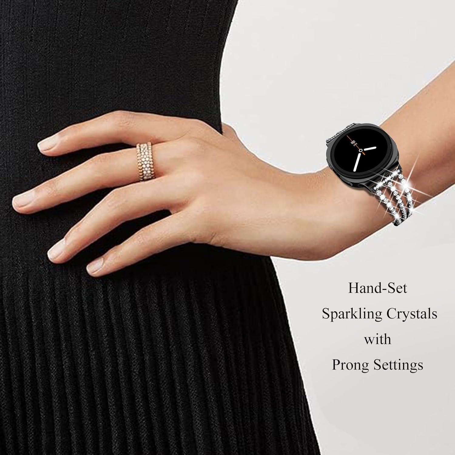 Surace Compatible with Samsung Galaxy Watch 8 Band 40mm 44mm, Galaxy Watch 8 Classic Band 46mm Women Bling Diamond Rhinestone Link Bracelet for Galaxy Watch 8 - Image 7